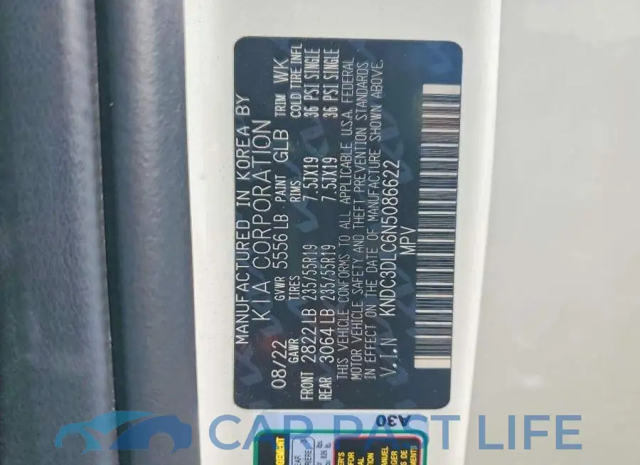 KNDC3DLC6N5086622# 12