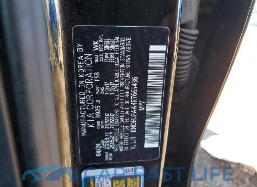 KNDEU2AA4R7665436# 12