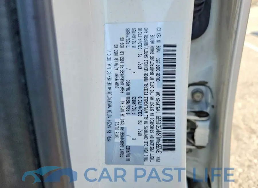 3MZBPAAL8NM301538# 12
