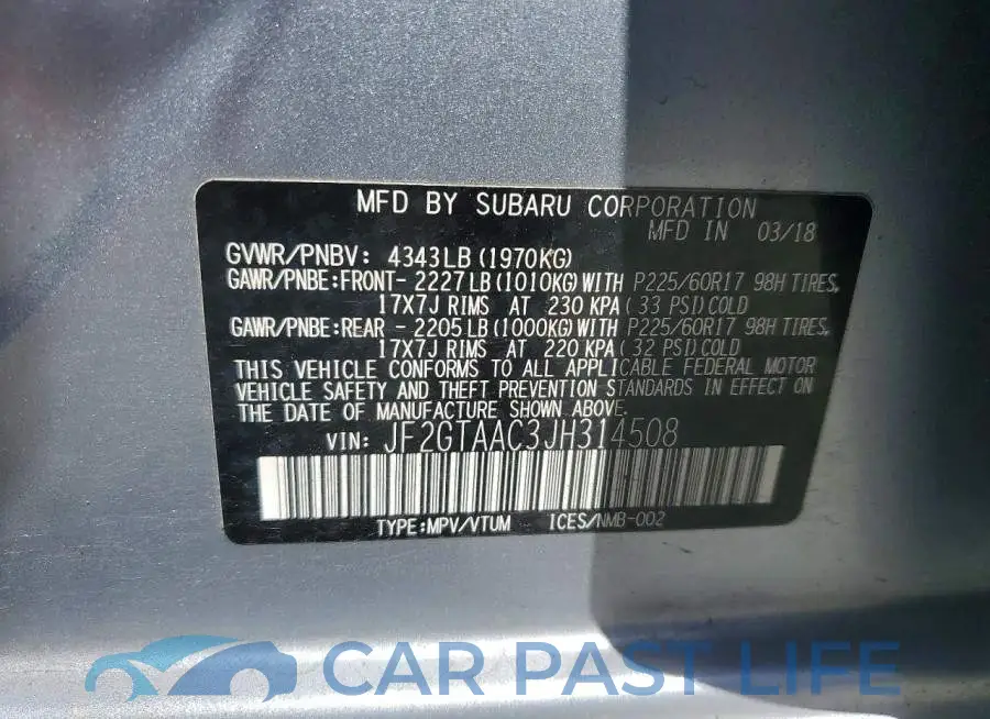 JF2GTAAC3JH314508# 14