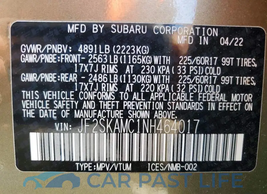JF2SKAMC1NH464017# 14