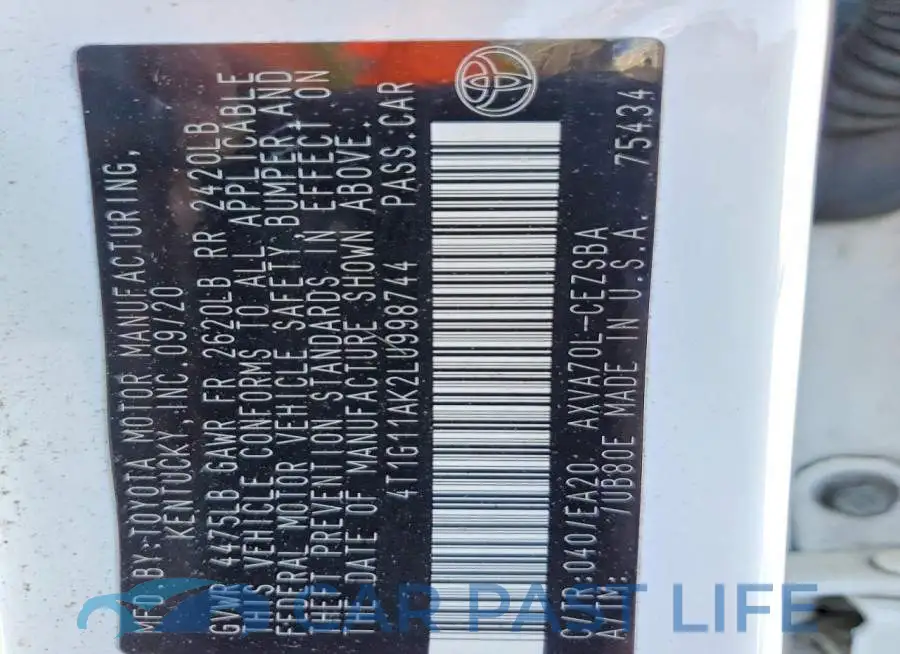 4T1G11AK2LU998744# 12