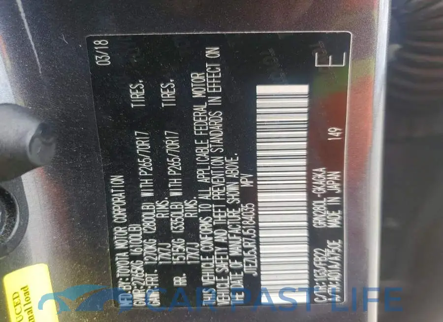 JTEZU5JR7J5184035# 13