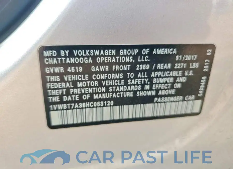 1VWBT7A38HC053120# 13