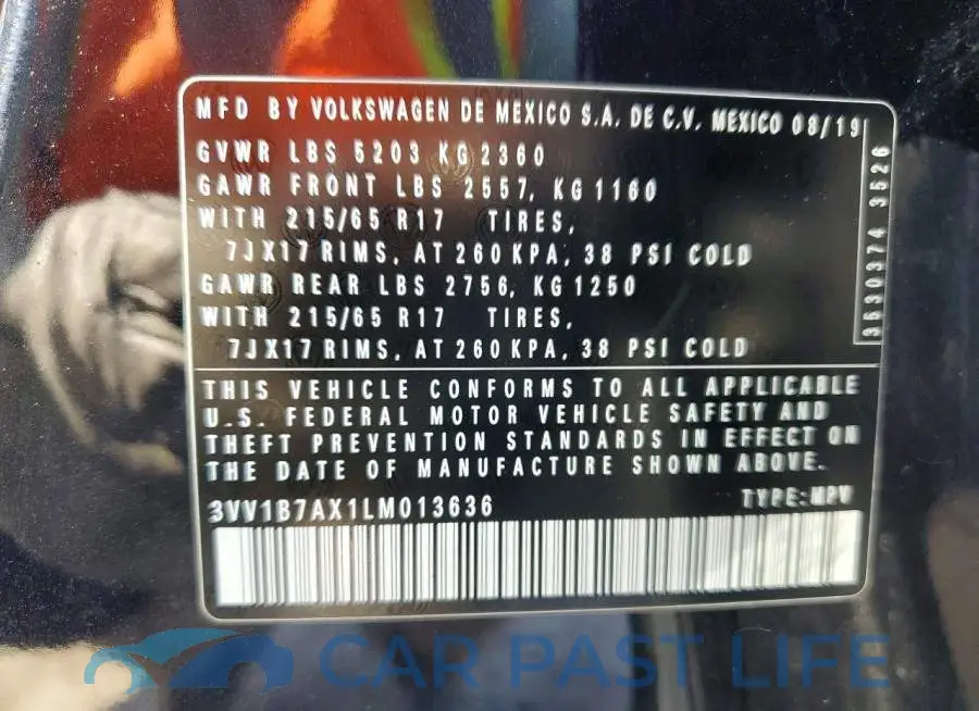 3VV1B7AX1LM013636# 13
