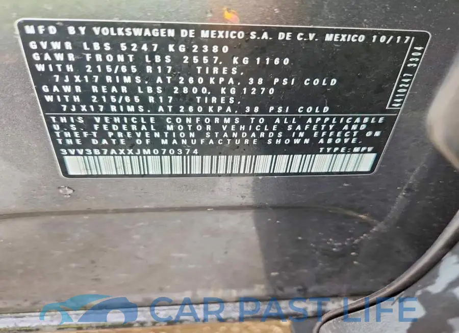3VV3B7AXXJM070374# 13