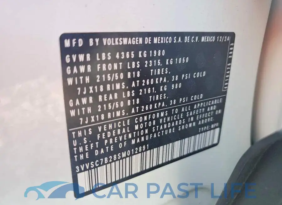 3VVSC7B28SM012891# 13