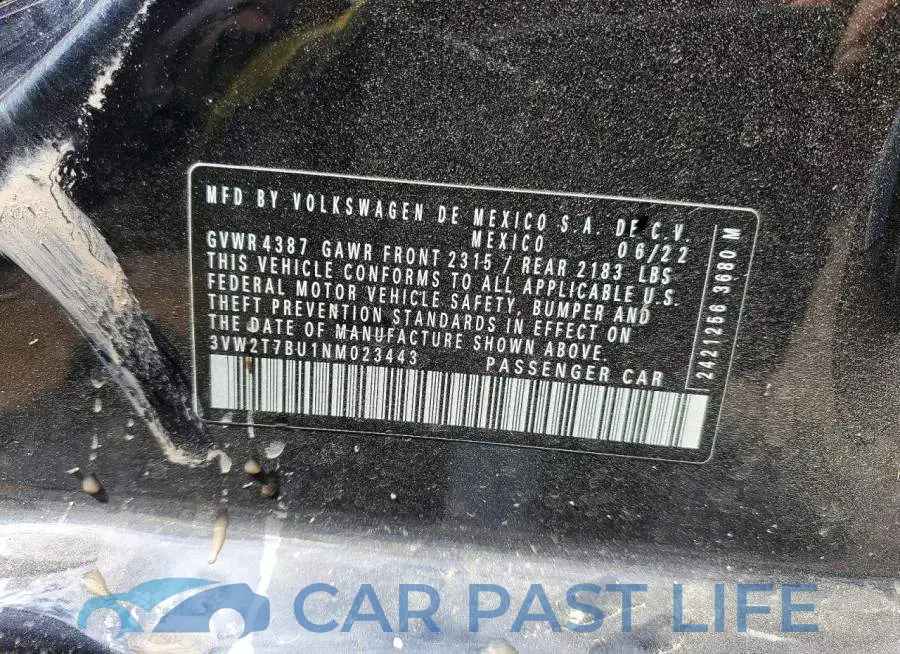 3VW2T7BU1NM023443# 12