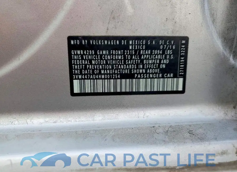 3VW447AU4HM001254# 12