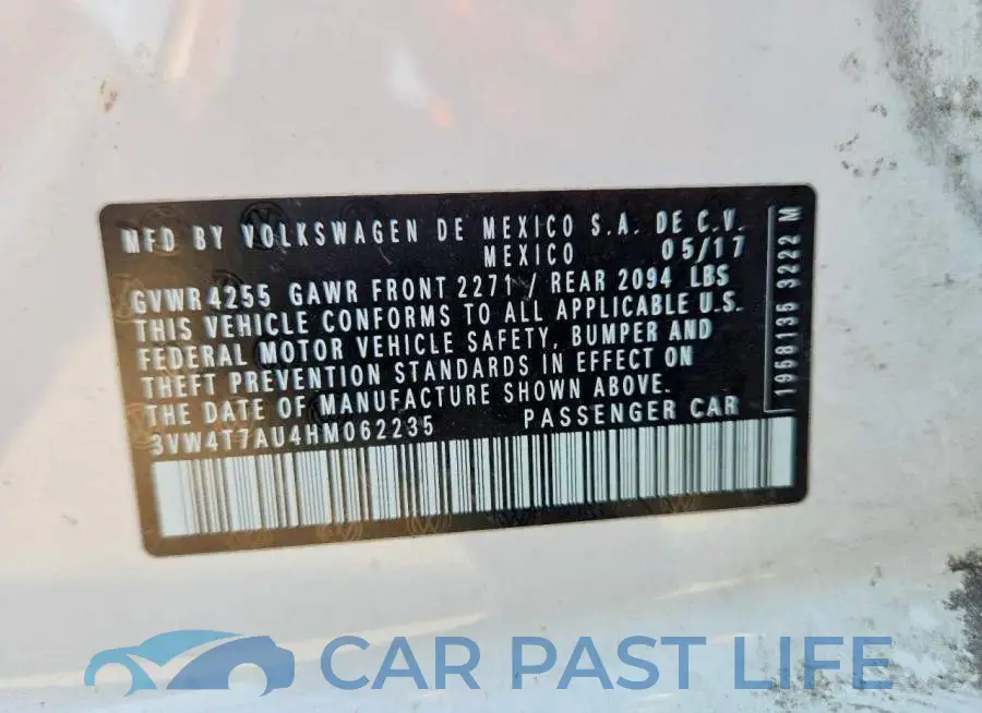 3VW4T7AU4HM062235# 13