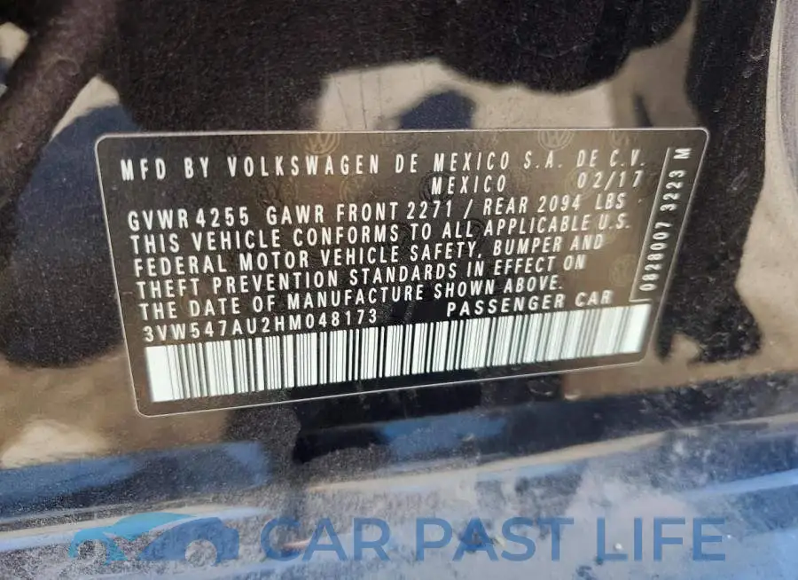 3VW547AU2HM048173# 12