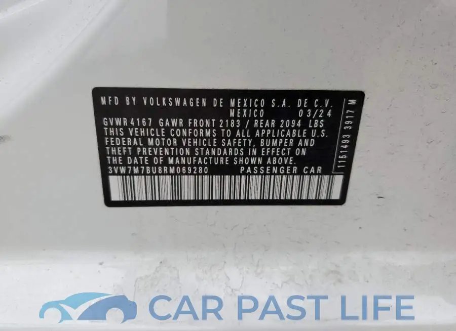3VW7M7BU8RM069280# 12