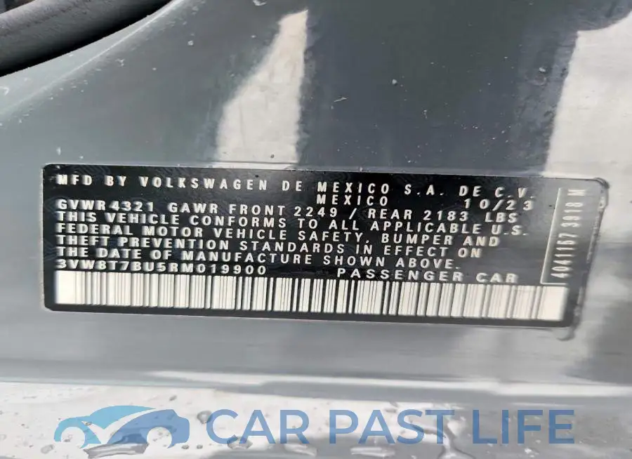 3VW8T7BU5RM019900# 12