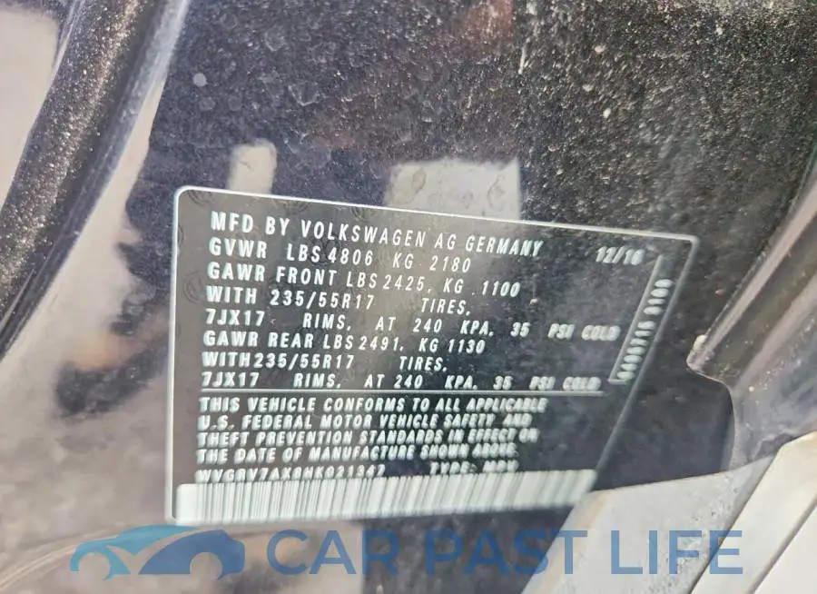 WVGRV7AX8HK021347# 13