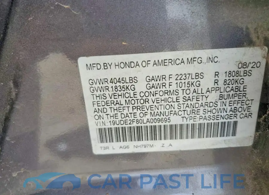 19UDE2F80LA009695# 12