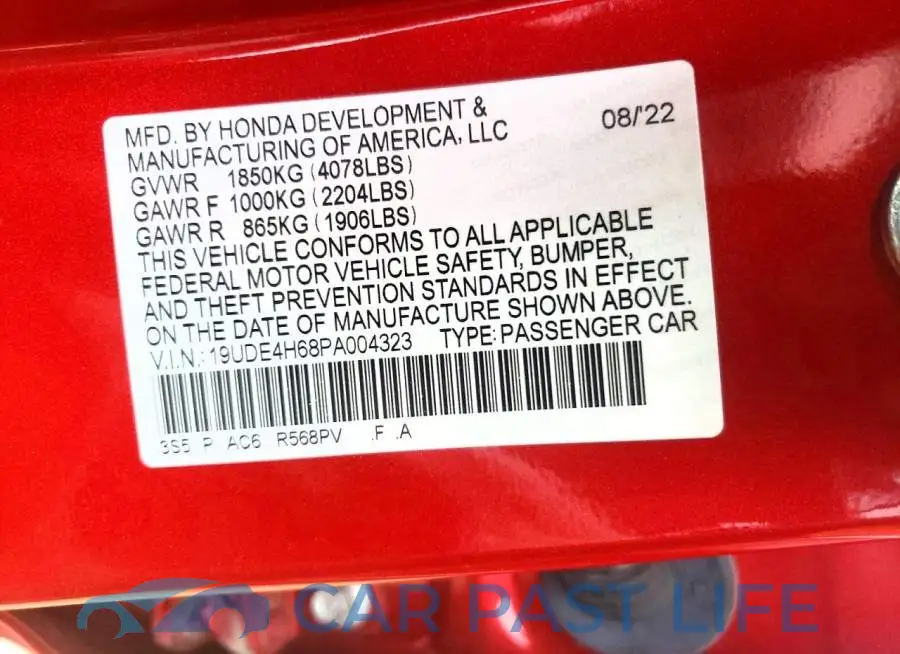 19UDE4H68PA004323# 12