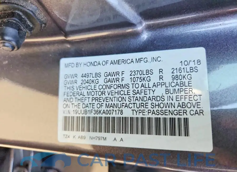 19UUB1F36KA007178# 13