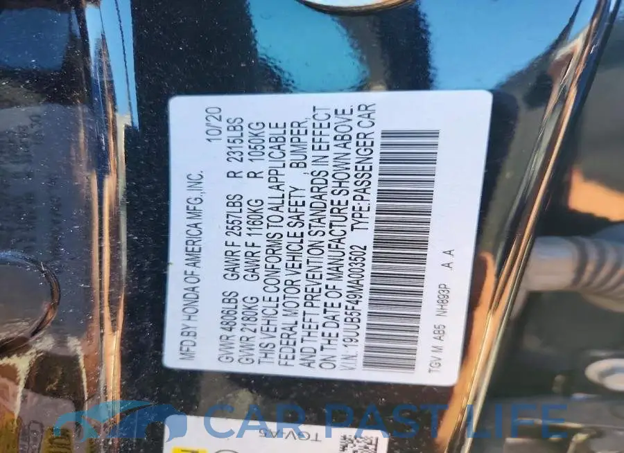19UUB5F49MA003502# 12
