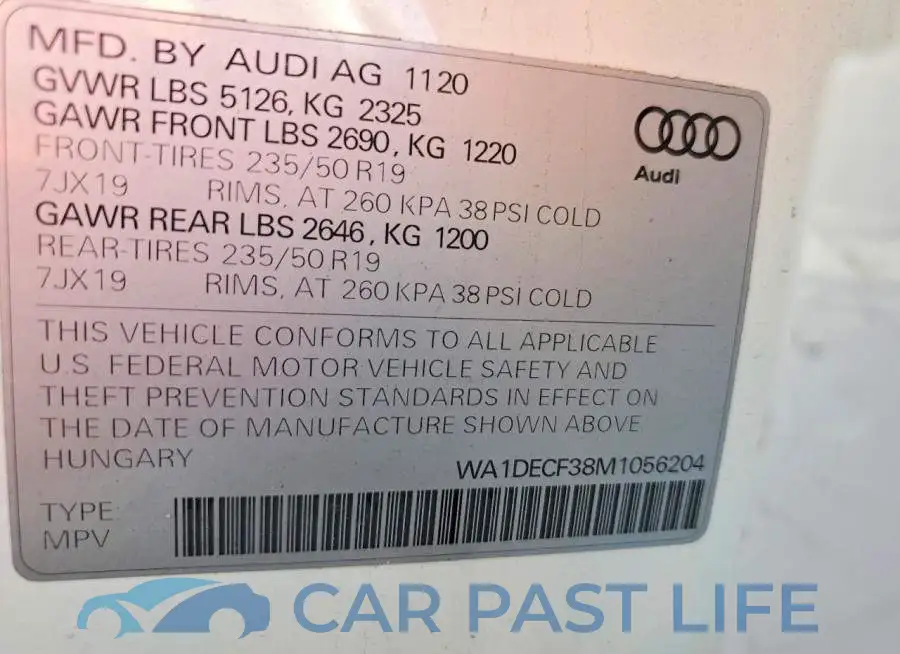 WA1DECF38M1056204# 13