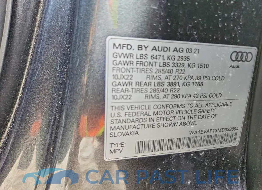WA1EVAF13MD033094# 13