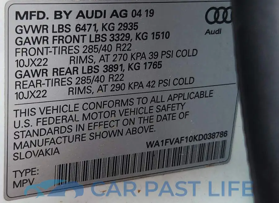WA1FVAF10KD038786# 14