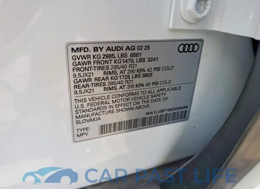WA1LVBF73SD025494# 12