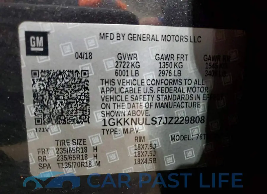 1GKKNULS7JZ229808# 13