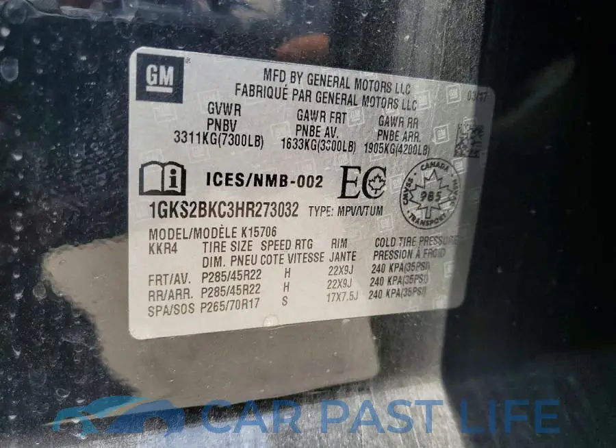 1GKS2BKC3HR273032# 13