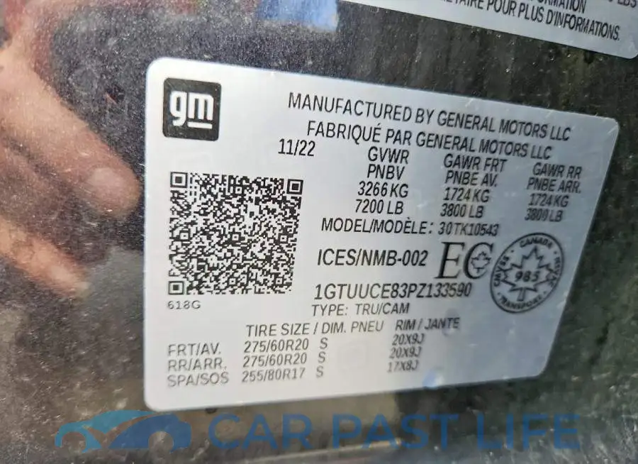 1GTUUCE83PZ133590# 12
