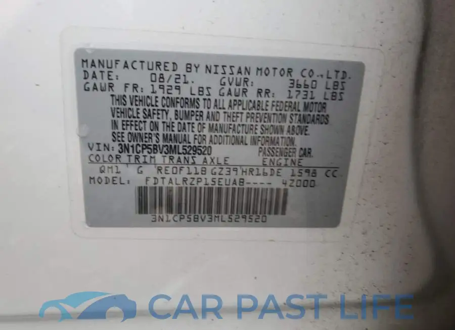 3N1CP5BV3ML529520# 12