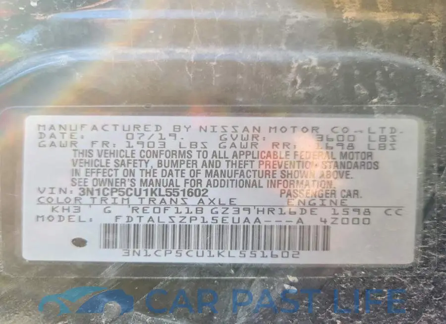 3N1CP5CU1KL551602# 12
