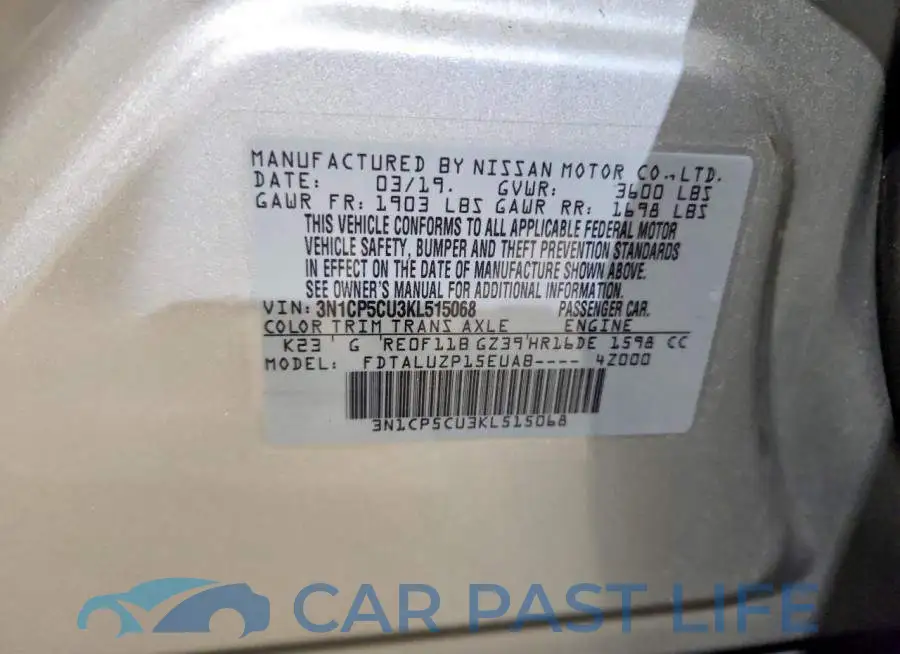 3N1CP5CU3KL515068# 14
