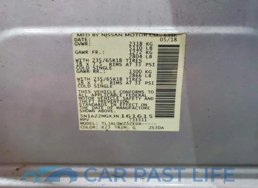 5N1AZ2MGXJN161615# 13
