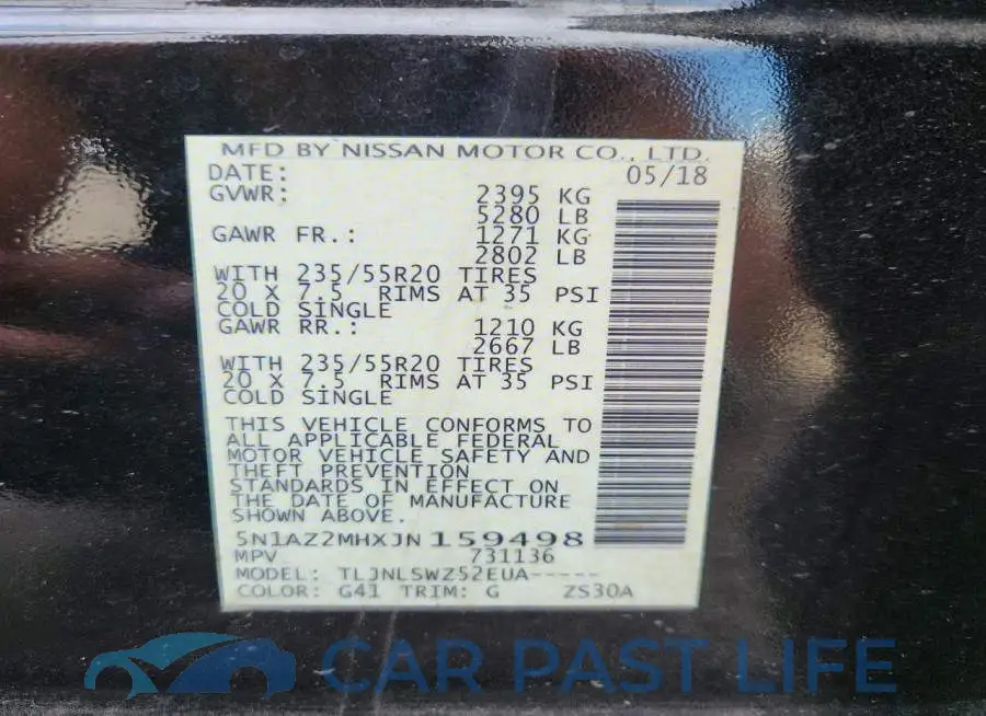 5N1AZ2MHXJN159498# 12