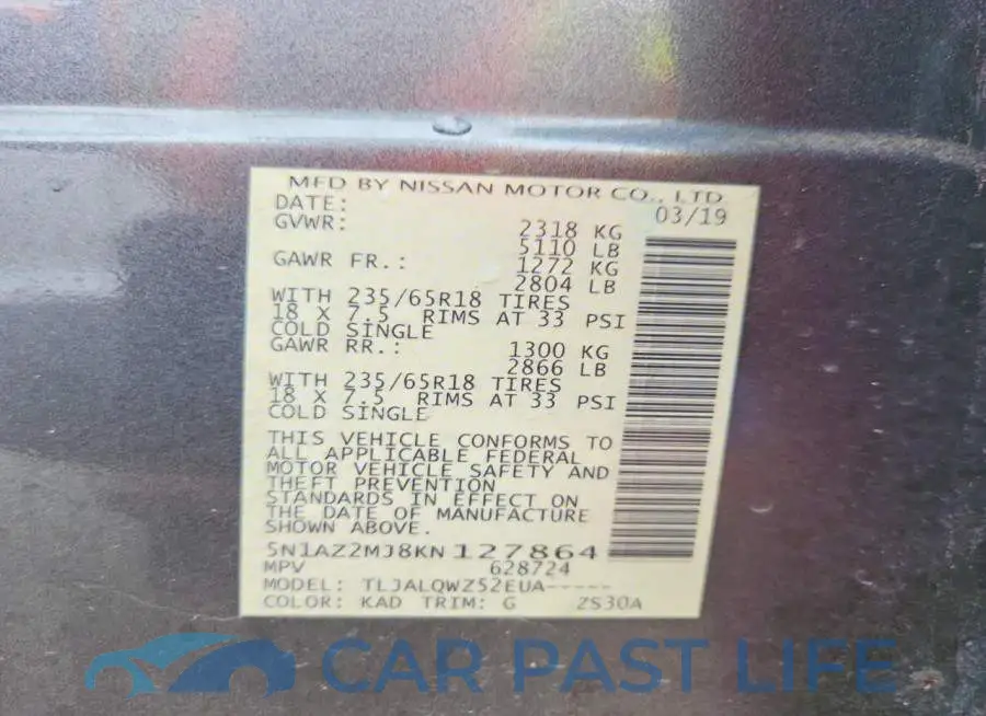 5N1AZ2MJ8KN127864# 14