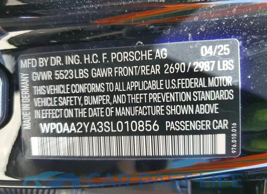 WP0AA2YA3SL010856# 12