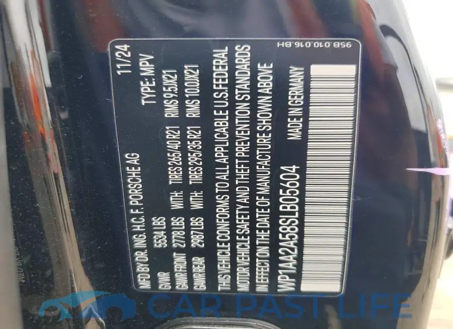 WP1AA2A58SLB05604# 14