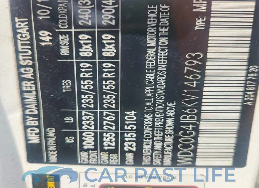 WDC0G4JB6KV146793# 13