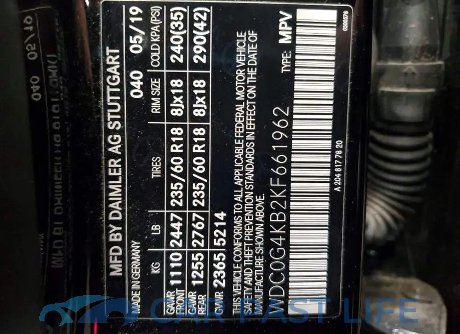 WDC0G4KB2KF661962# 13
