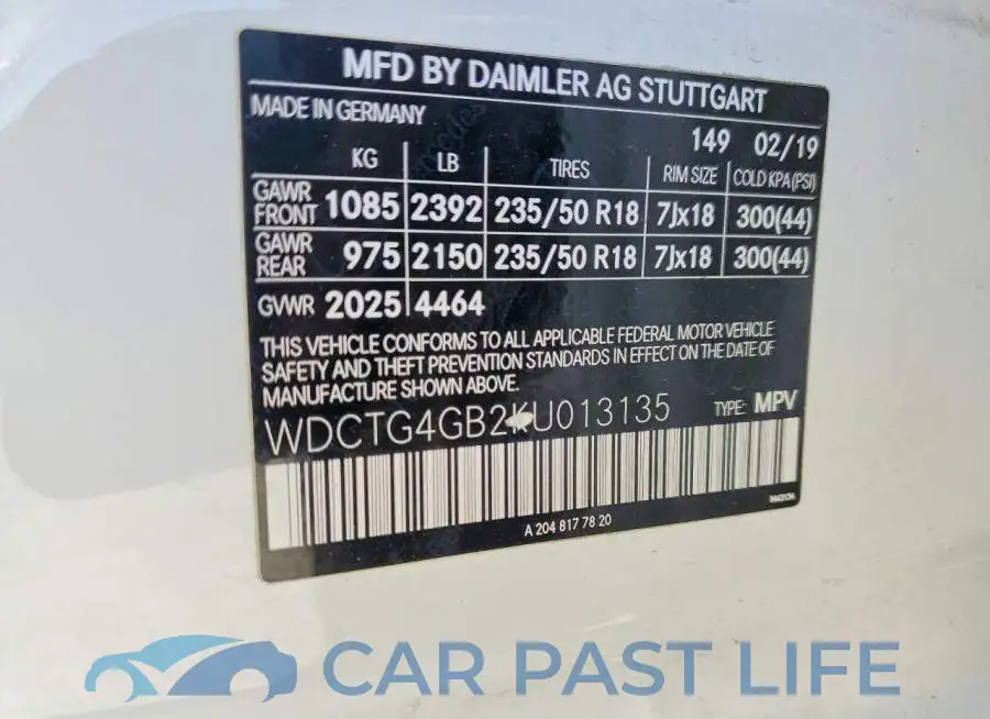 WDCTG4GB2KU013135# 13
