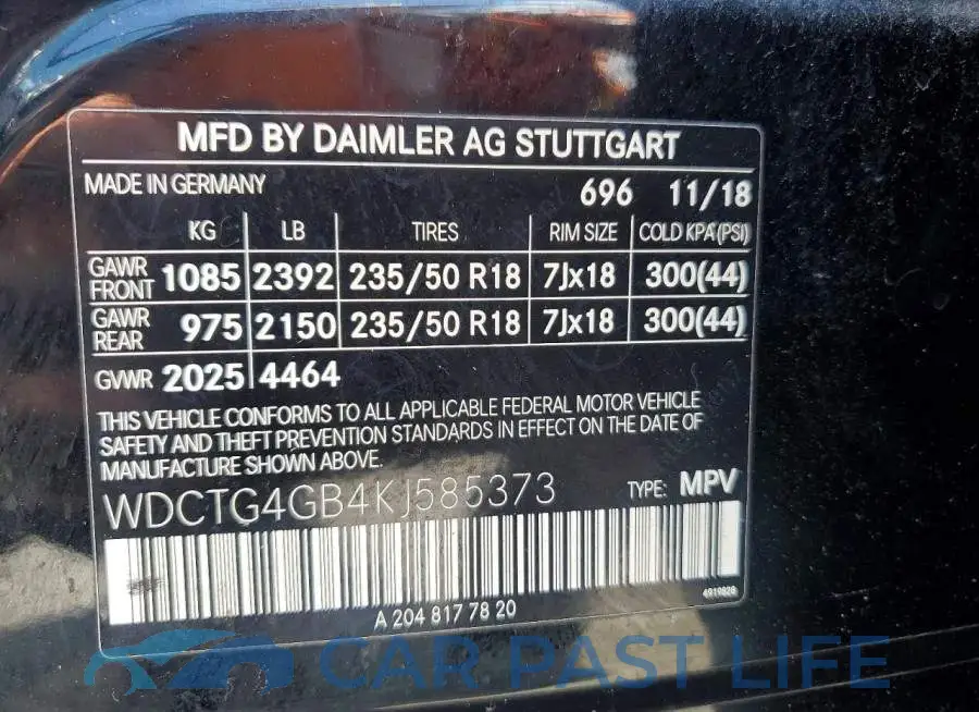 WDCTG4GB4KJ585373# 13