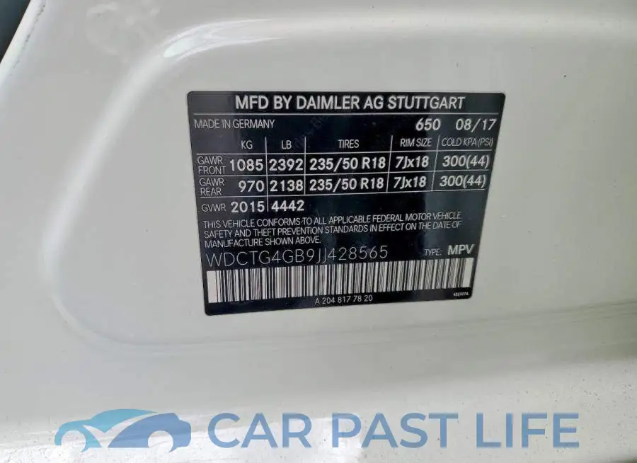 WDCTG4GB9JJ428565# 13