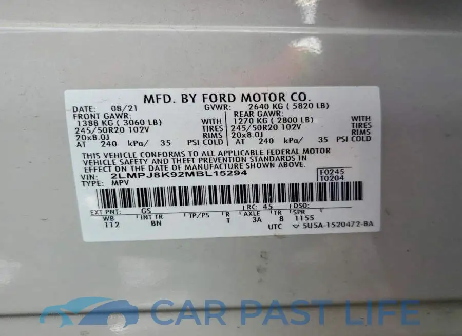 2LMPJ8K92MBL15294# 13