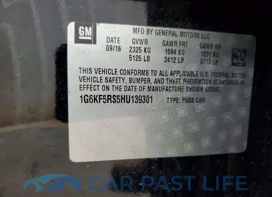 1G6KF5RS5HU139301# 13