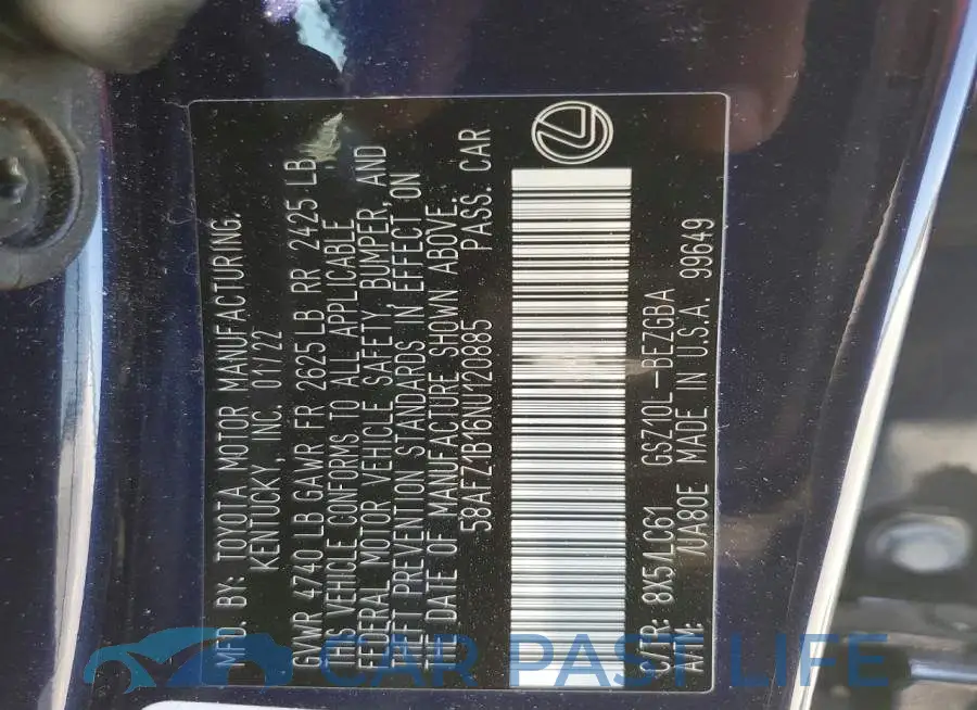 58AFZ1B16NU120885# 12