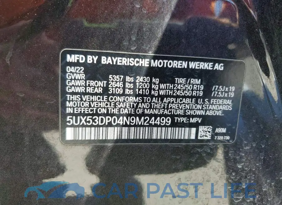 5UX53DP04N9M24499# 14