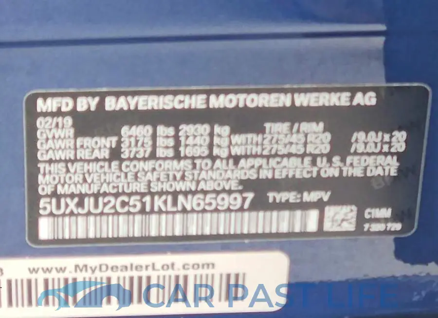 5UXJU2C51KLN65997# 12