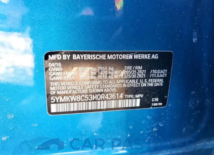 5YMKW8C53H0R43614# 13