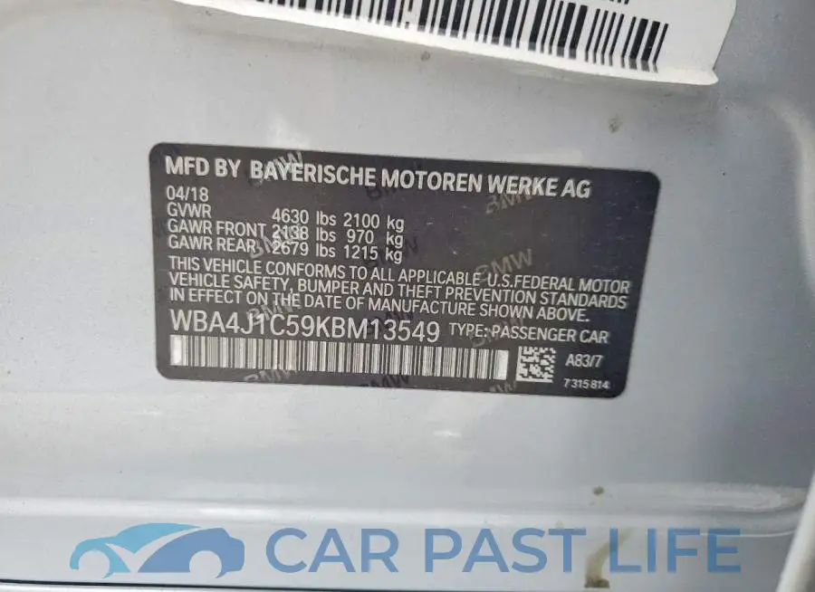 WBA4J1C59KBM13549# 12