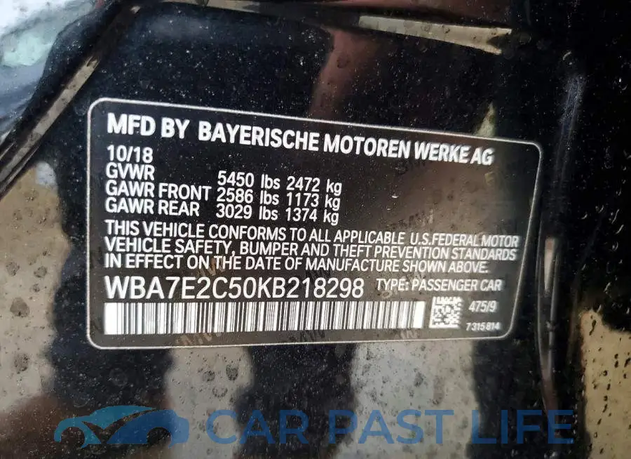WBA7E2C50KB218298# 12